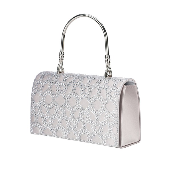 レディクチュール レディース 御徒面子 LADY COUTURE Rhinestone Cove red Clutch Bag Silver しろがね色