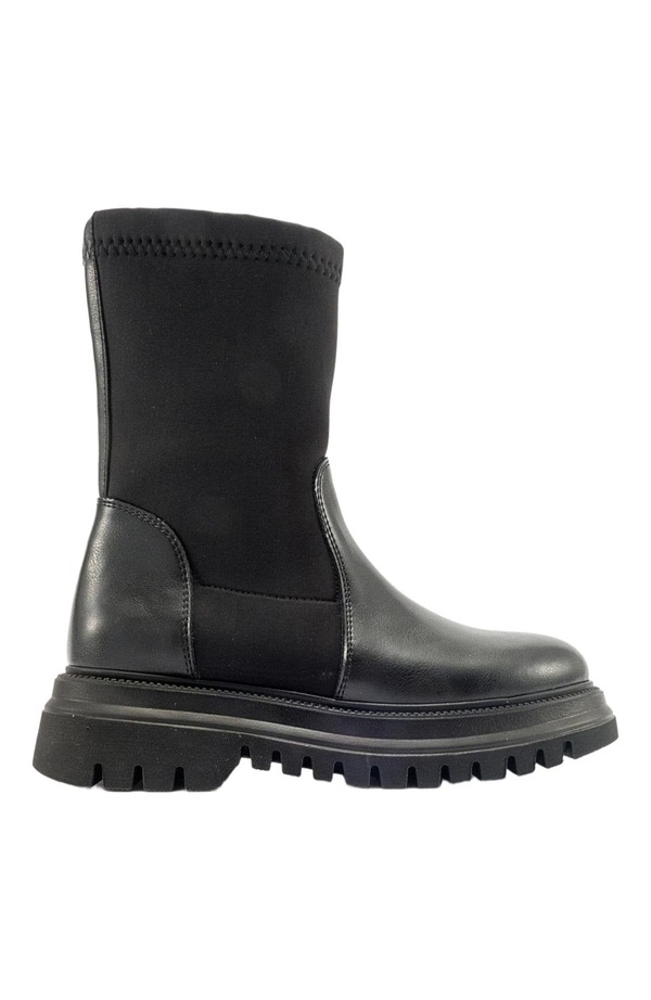 序幕シューズ レディース ブーツ・レインブーツ Prologue Shoes Alias Zip Boot Black Faux Leather 黒いこと