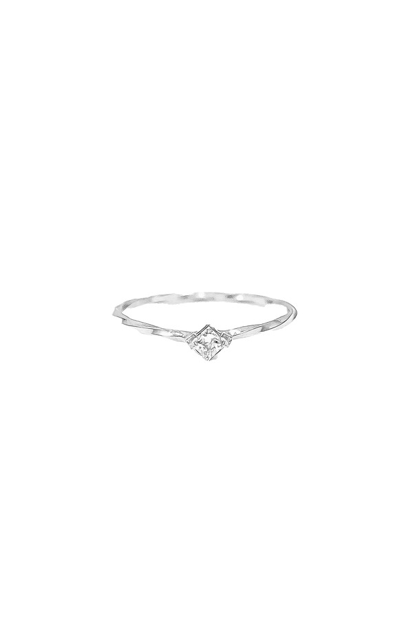 ベアフルーツジュエリー レディース アクセサリー 指輪 ミニ Bearfruit Jewelry 14k Gold Plated Thin Crystal Solitaire Ring Minimalist Dainty Daily Wear Silver シルバー｜ReVida 店