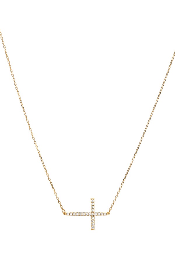 ベアフルーツジュエリー レディース アクセサリー ネックレス・チョーカー レース Bearfruit Jewelry Sterling Silver 18k Gold Plated Horizontal Cross Necklace Gift Idea Gold ゴールド｜ReVida 店