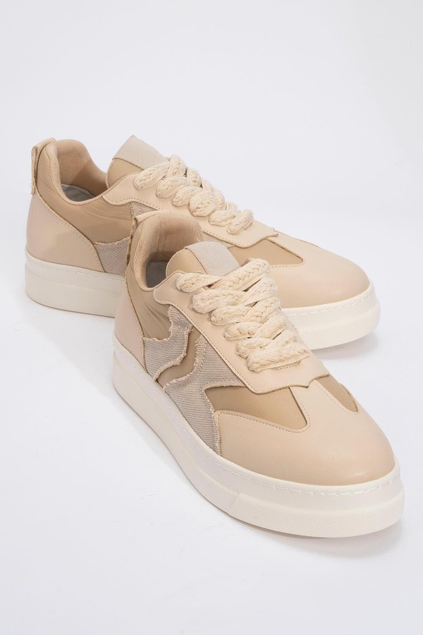 プロローグシューズ レディースニーカー Prologue Shoesande Sport Sneakers Beige Faux Leather ベージュ|ReVida 店