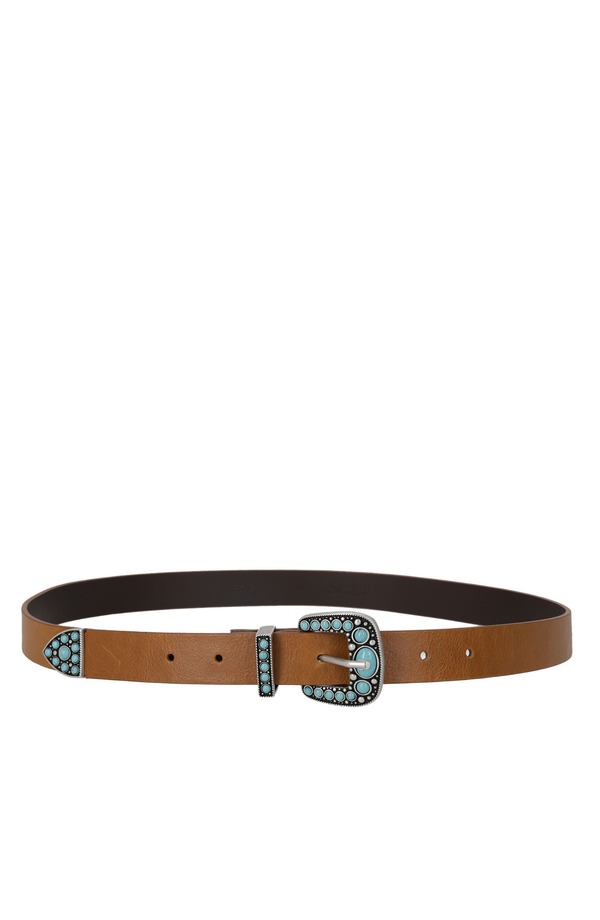 フォルテラ レディース アクセサリー ベルト レザー Fortela Thelma Turquoise Leather Belt Light Brown ブラウン｜ReVida 店