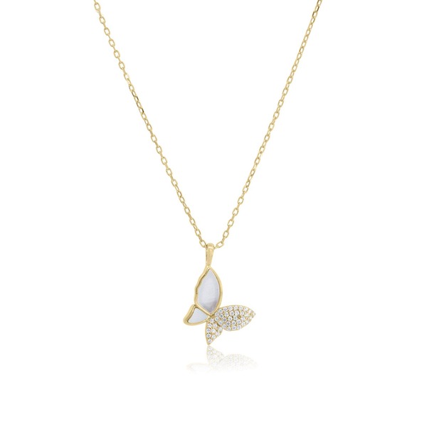 ザラブリー ファインジュエリー レディース アクセサリー ネックレス・チョーカー レース The Lovery Fine Jewelry Mother of Pearl CZ Butterfly Necklace Gold-Plated Sterling Silver ゴールド｜ReVida 店