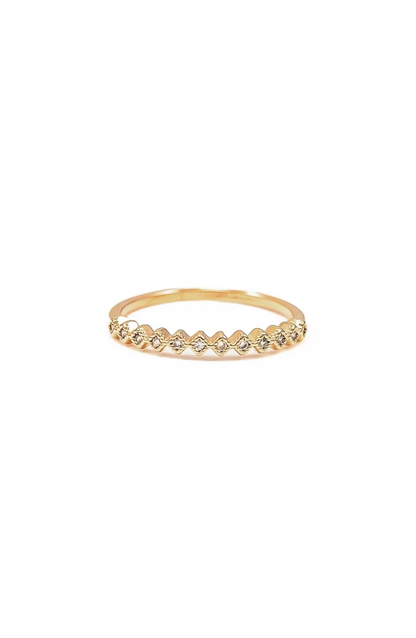 ベアフルーツジュエリー レディース アクセサリー 指輪 ミニ Bearfruit Jewelry 14k Gold Plated Thin Crystal Band Ring Minimalist Dainty Daily Wear Gold ゴールド｜ReVida 店