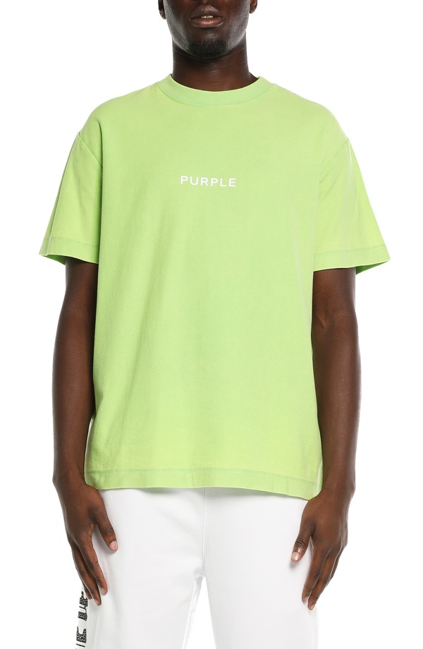 パープルブランド メンズ トップス Tシャツ コットン ジャージー ロゴ グラフィック PURPLE BRAND Cotton Jersey Logo Graphic T-Shirt Green グリーン|ReVida 店