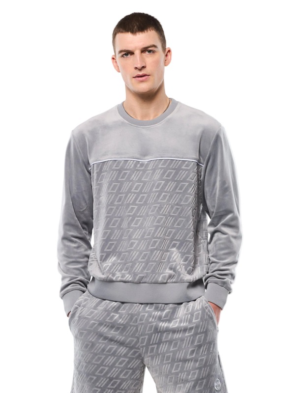 セルジオタッキーニ メンズ アウター パーカー・スウェット クルーネック Sergio Tacchini Bandiera Debossed Velour Crewneck Sleet｜ReVida 店