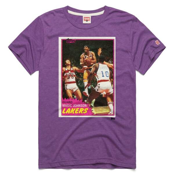 オマージュ レディース トップス シャツ Unisex Homage Magic Johnson Purple Los Angeles Lakers Topps Trading Card Player Tri-Blend T-Shirt Purple パープル｜ReVida 店
