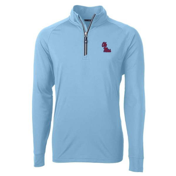 カッターアンドバック メンズ アウター ジャケット・ブルゾン ニット Men's Cutter & Buck Light Blue Ole Miss Rebels Adapt Eco Knit Quarter-Zipullover Jacket Light Blue ブルー｜ReVida 店 23,944円