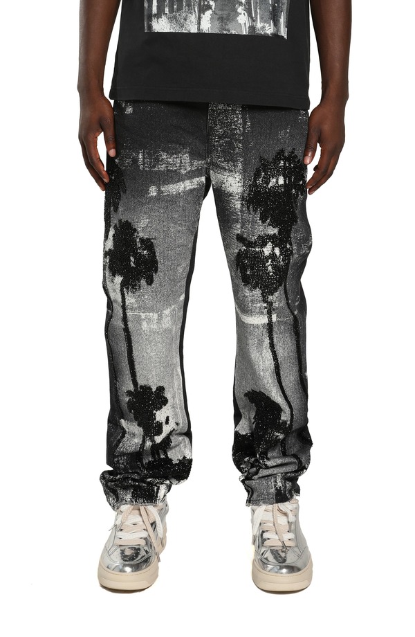 パープルブランド メンズ ボトムス デニムパンツ ジーンズ PURPLE BRAND Beaded Palm Jeans Black ブラック|ReVida 店