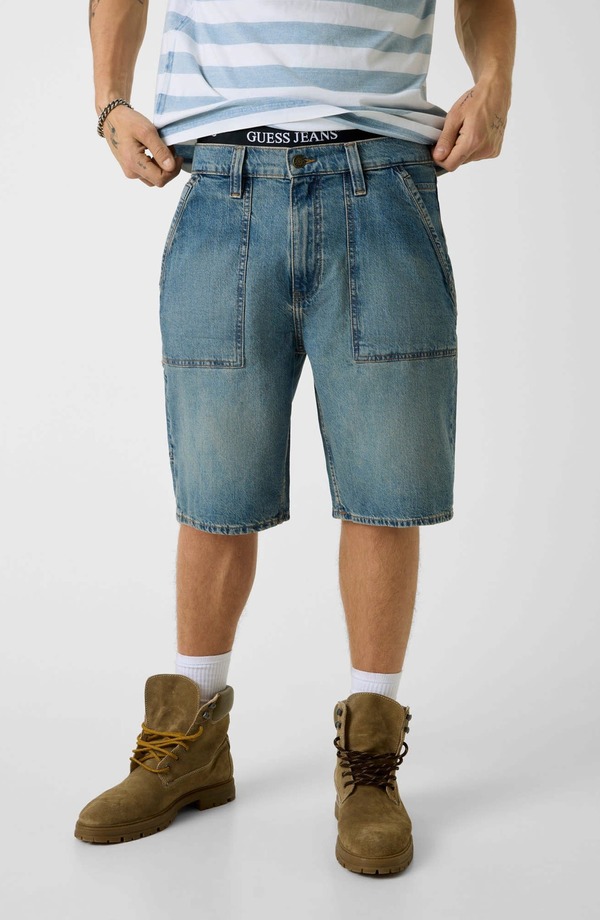 ゲス メンズ ボトムス デニムパンツ ショートパンツ GUESS GJ Carpenter Denim Shorts Blue ブルー|ReVida 店