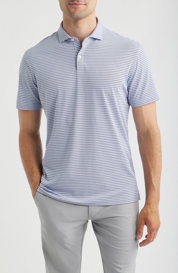 ジョニー オー メンズ トップス シャツ johnnie-O Cruz Stripe PREP-FORMANCE Polo Navy Viola ネイビー|ReVida 店