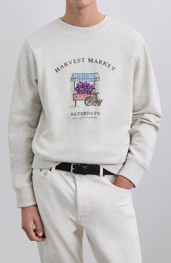 スカルパーズ メンズ アウター パーカー・スウェット セーター Scalpers Market Emb Sweater Beigemelange｜ReVida 店