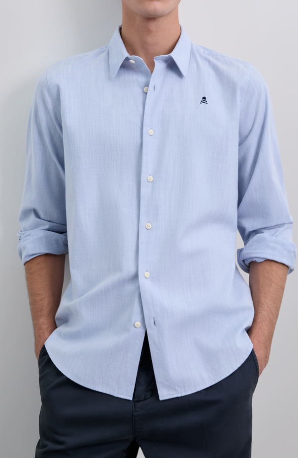スカルパーズ メンズ トップス シャツ Scalpers Abbot Se Shirt Sky blue スカイブルー｜ReVida 店
