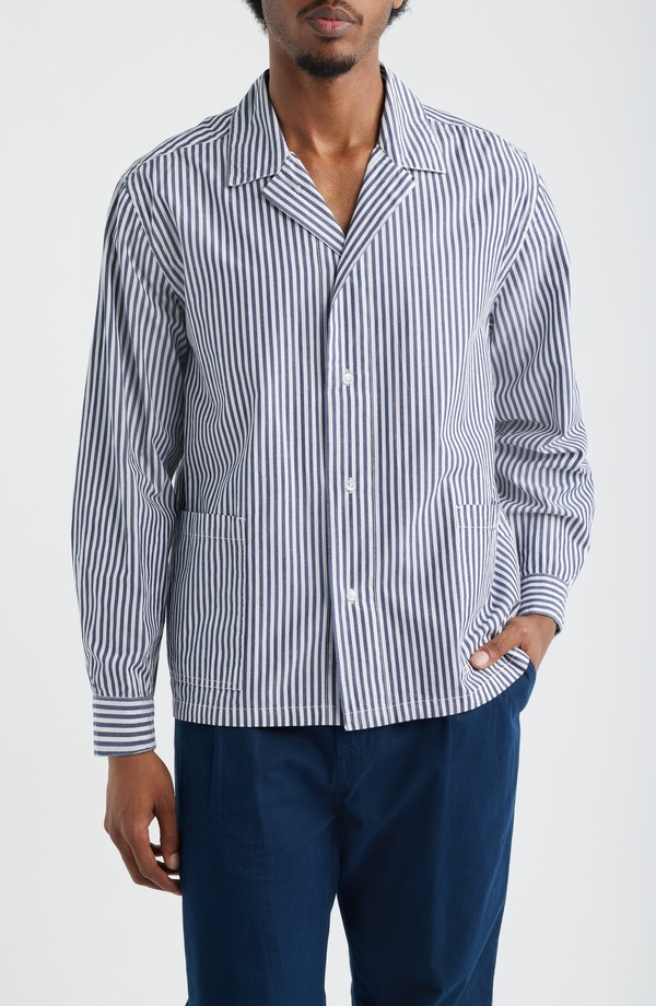 サービスワークス メンズ トップス シャツ Service Works Waiter Stripe Poplin Button-Up shirt Royal ストライプ|ReVida 店