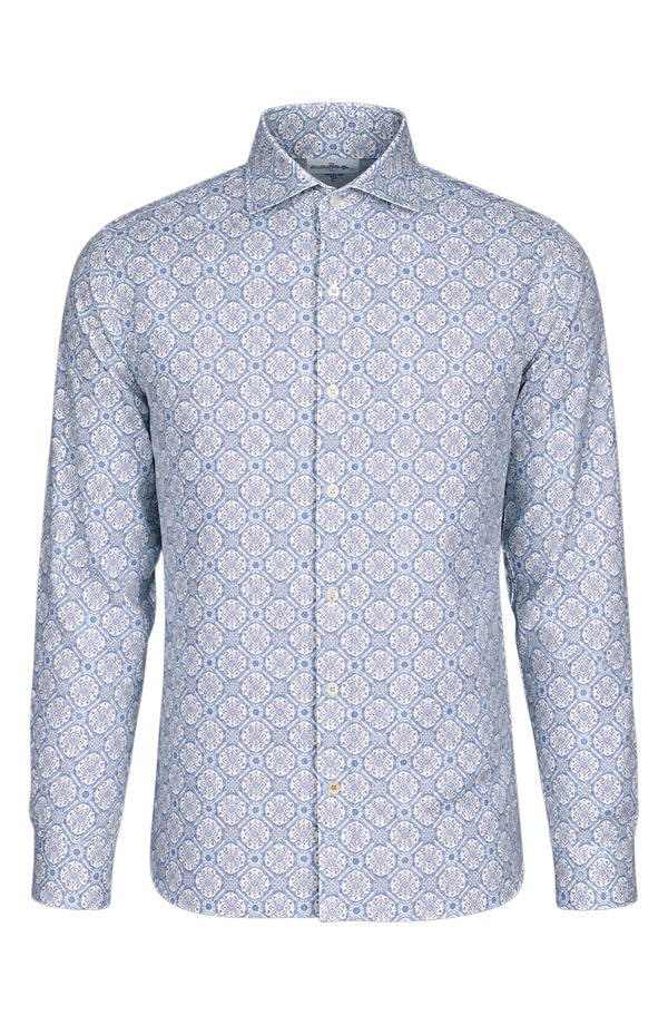 スウィムス メンズ トップス シャツ コットン リネン Swimsantorini Stretch Linen & Cotton Button-Up Shirt Sky Blue ブルー｜ReVida 店