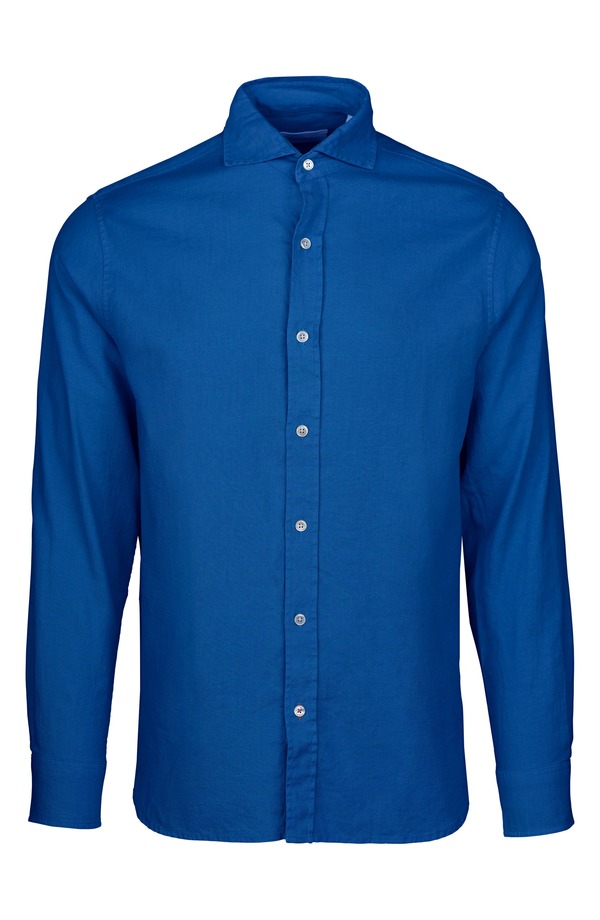 スウィムス メンズ トップス シャツ コットン リネン Swimsantorini Stretch Linen & Cotton Button-Up Shirtidal Blue ブルー|ReVida 店