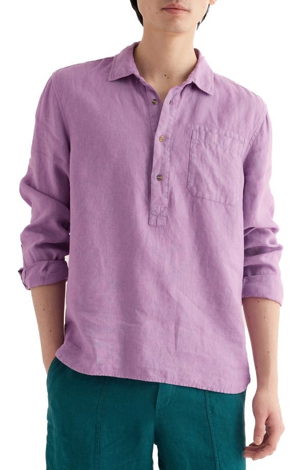シーソルトコーンウォール メンズ トップス シャツ リネン Seasalt Cornwall Artists Linen Shirt Lilac ライラック｜ReVida 店