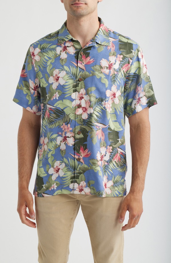 トッミーバハマ メンズ トップス シャツ シルク Tommy Bahama Flora Festival Silk Camp Shirt Peachy Sweet|ReVida 店