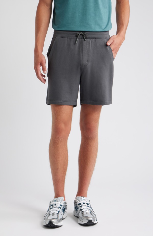 フリー フライ メンズ ボトムス ハーフパンツ・ショーツ ショートパンツ フリース Free Fly Lightweight Fleece Sweat Shorts Black Sand ブラック｜ReVida 店