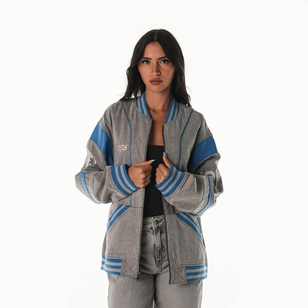 ザワイルドコレクティブ レディース アウター ジャケット・ブルゾン Unisex The Wild Collective Gray Detroit Lions Oversized Retro Full-Zip Jacket Gray グレー｜ReVida 店