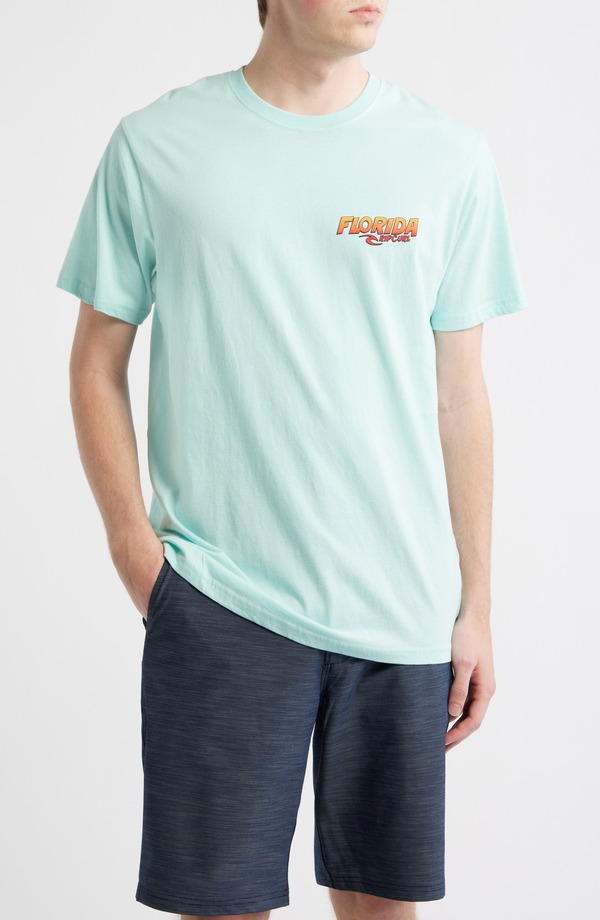 リップカール メンズ トップス Tシャツ コットン グラフィック Rip Curl Desti Animals Cotton Graphic T-Shirt Light Aqua Florida アクア｜ReVida 店 10,514円
