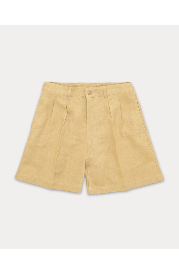 フォルテラ メンズ ボトムス ハーフパンツ・ショーツ プリーツ ショートパンツ リネン Fortela NY Pleated Linen Bermuda Shorts Camel キャメル｜ReVida 店