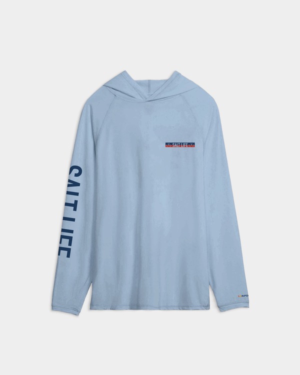 ソルトライフ メンズ アウター パーカー・スウェット Salt Life Tuna Tournament Performance Hoodie Glacial Blue Heather ヘザー|ReVida 店