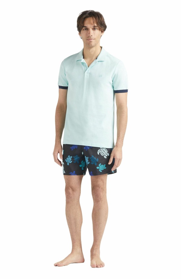 ヴィルブレクイン メンズ トップス ポロシャツ コットン Vilebrequin Men'solid Cotton Polo Pacific｜ReVida 店