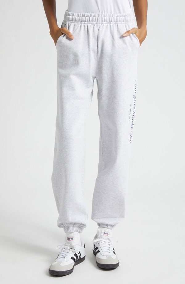 スポーティ アンド リッチ レディース ボトムス カジュアルパンツ スウェットパンツ フリース Sporty & Rich Gender Inclusive NY Health Club Fleece Sweatpants Heather Gray グレー