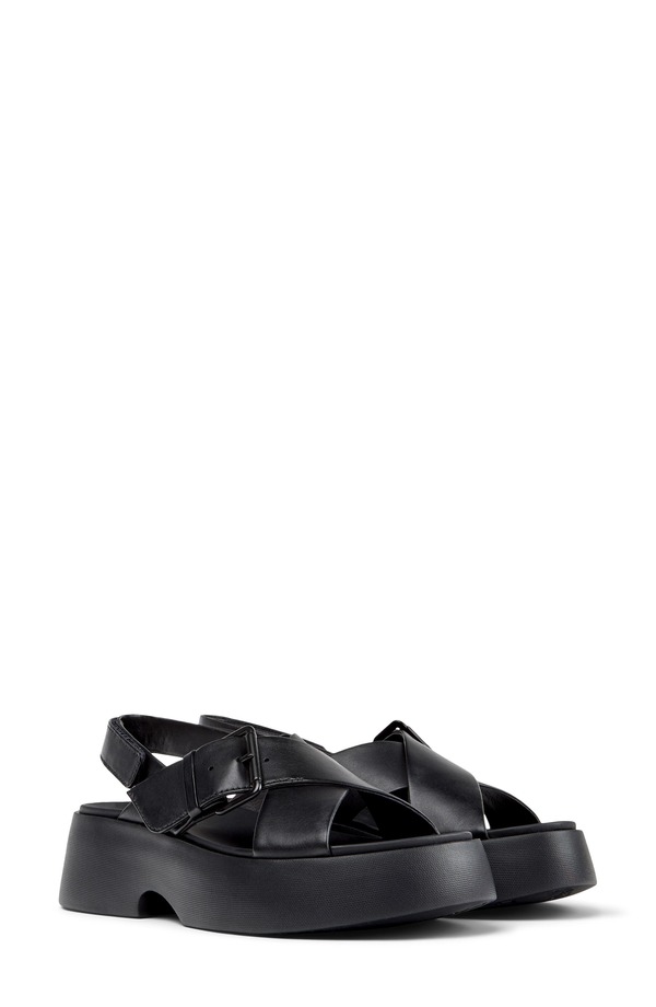 カンペール レディース シューズ ヒール プラットフォーム サンダル Camper Tasha X-Straplatform Sandal Black ブラック