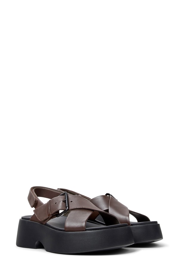 カンペール レディース シューズ ヒール プラットフォーム サンダル Camper Tasha X-Straplatform Sandal Medium Brown ブラウン