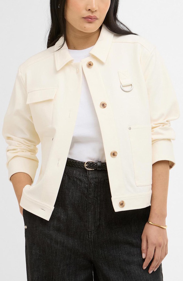バブアー レディース アウター ジャケット・ブルゾン シャツ ニット Barbour Kirby Knit Overshirt Ecru エクリュ｜ReVida 店