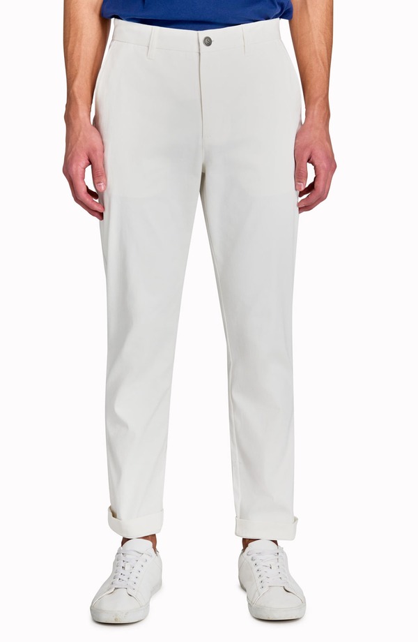 コンストラクト メンズ ボトムス カジュアルパンツ スリムフィット コットン CONSTRUCT Slim Fit Solid Cotton Stretch Flat Front Pants White ホワイト｜ReVida 店