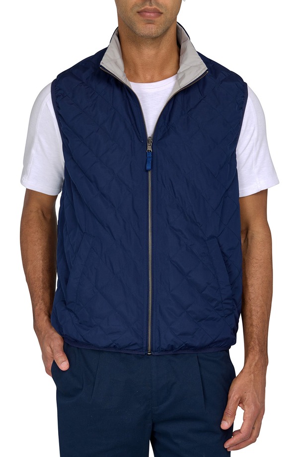 コンストラクト メンズ アウター ジャケット・ブルゾン ベスト CONSTRUCT Solid Reversible Vest Navy ネイビー｜ReVida 店