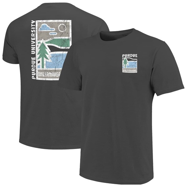 イメージワン メンズ トップス Tシャツ ミニ グラフィック IMAGE ONE Men's Graphite Purdue Boilermakers Comfort Colors Minimal Vista Distressed Graphics T-Shirt Graphite グラファイト|ReVida 店