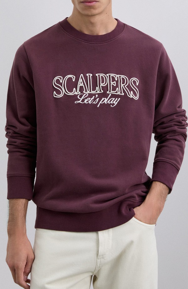 スカルパーズ メンズ アウター パーカー・スウェット セーター Scalpers Play Sweater Burgundy バーガンディ｜ReVida 店