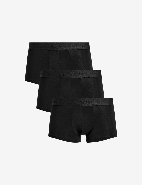 コマンドー メンズ アンダーウェア トランクス Commando Essential Modal Modern Fitrunk 3-Pack Black ブラック｜ReVida 店
