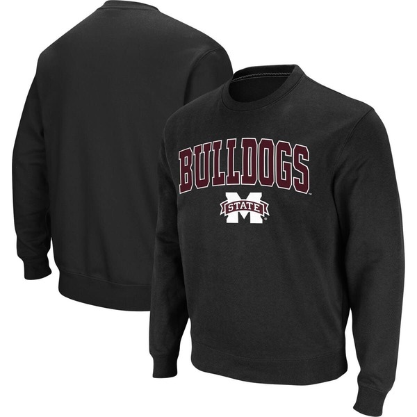 コロシアム メンズ アウター パーカー・スウェット シャツ ロゴ Men's Colosseum Black Mississippi State Bulldogs Arch & Logo Tackle Twill Pullover Sweatshirt Black ブラック|ReVida 店