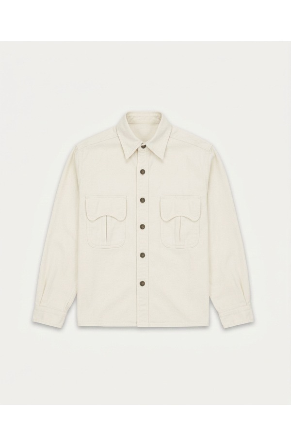 フォルテラ メンズ アウター ジャケット・ブルゾン シャツ コットン Fortela Kenny 2.0 Cotton Overshirt Ecru エクリュ|ReVida 店