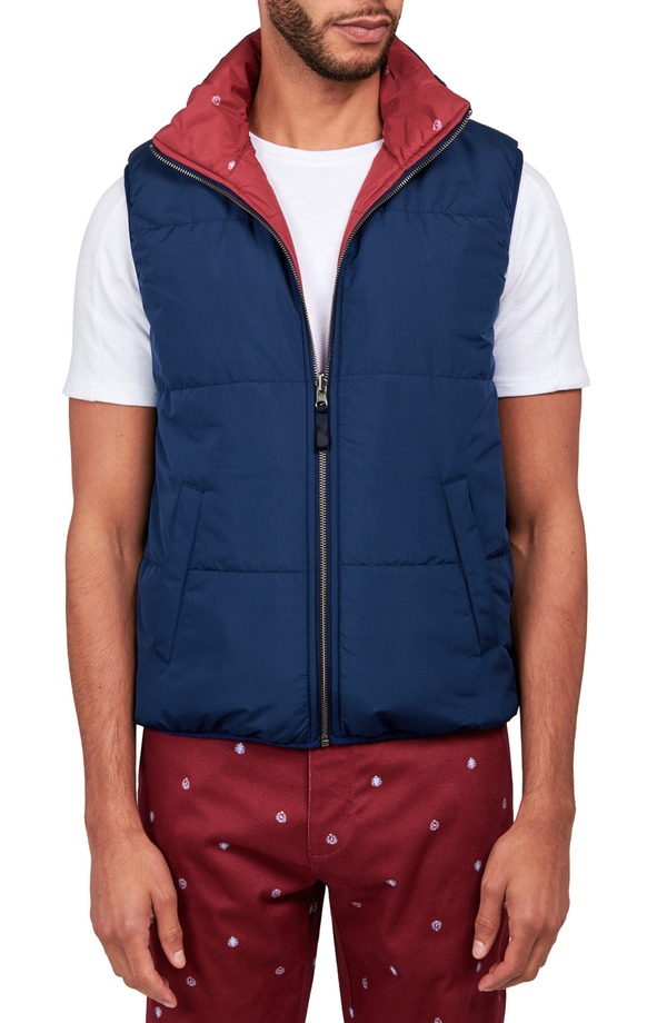 コンストラクト メンズ アウター ベスト CONSTRUCT Reversible Puffer Vest Navy ネイビー｜ReVida 店