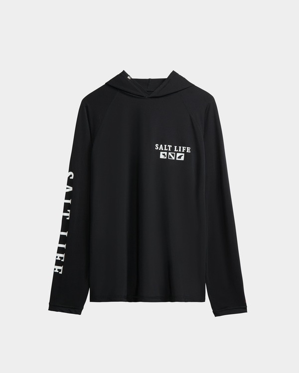 ソルトライフ メンズ アウター パーカー・スウェット Salt Life Angler Tactics Lightweight Performance Hoodie Black ブラック|ReVida 店