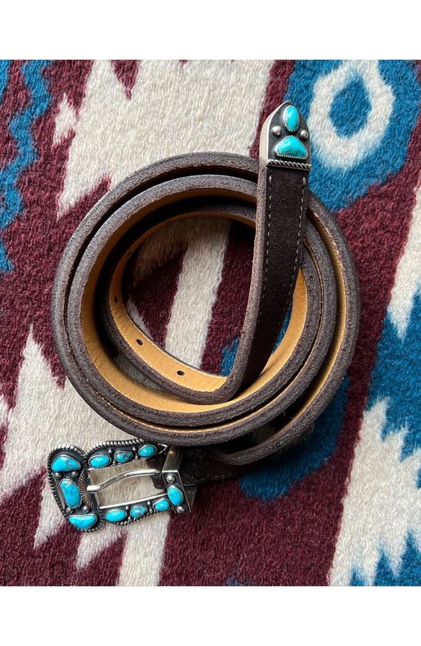 フォルテラ メンズ アクセサリー ベルト レザー Fortela Santafe Leather Belt with Turquoises Brown ブラウン|ReVida 店