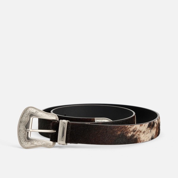 マークノーラン レディース アクセサリー ベルト レザー MARC NOLAN Western Hand-Painted Cowhide Leather Belt - Dark Horse Black Beige Brown ブラック｜ReVida 店