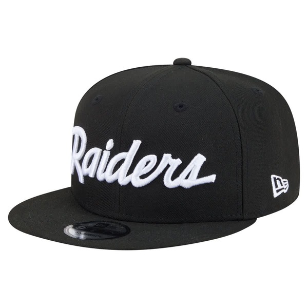 ニューエラ メンズ アクセサリー 帽子 Men's New Era Black Las Vegas Raiders Core Team Script 9FIFTY Snapback Hat Black ブラック|ReVida 店