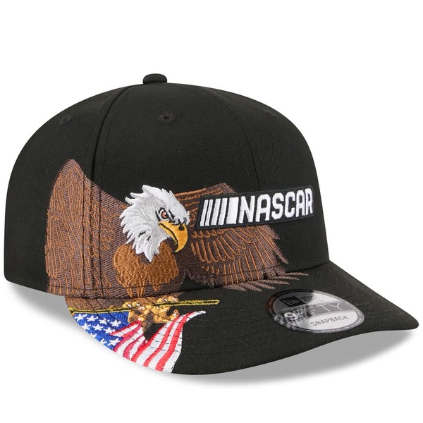 ニューエラ メンズ アクセサリー 帽子 Men's New Era Black NASCAR Patriotic Eagle & Flag A-Frame 9FIFTY Snapback Hat Black ブラック｜ReVida 店
