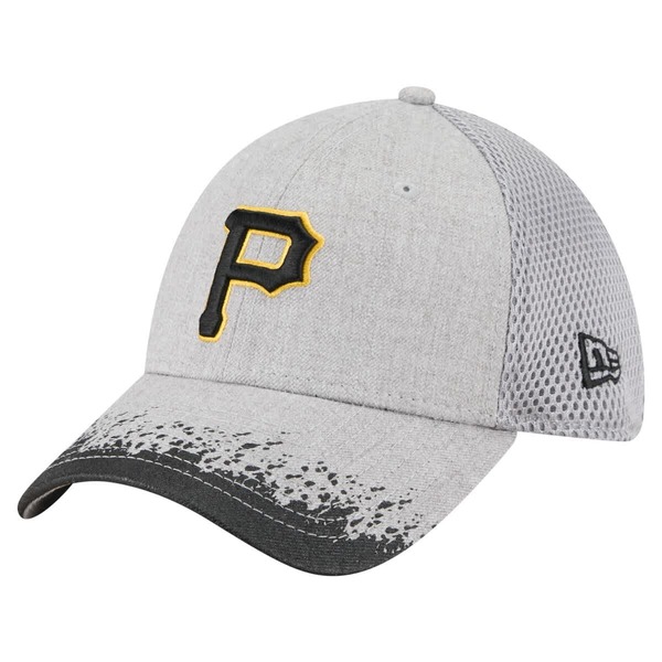 ニューエラ メンズ アクセサリー 帽子 Men's New Era Gray Pittsburgh Pirates Visor Paint Splatter 39THIRTY Flex Hat Gray グレー｜ReVida 店