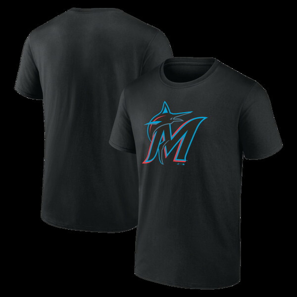 ロゴタイプアスレチック メンズ トップス プルオーバー Men\u0027s Logo Athletic Black Miami Marlins Officialogo T-Shirt Black 黒いこと