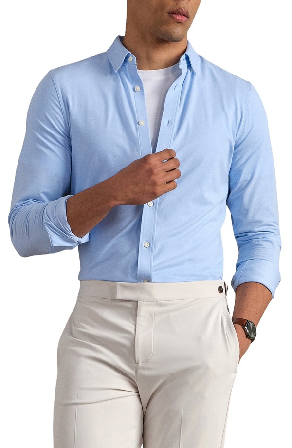 ローヌ メンズ トップス シャツ Rhone Commuter Pro Performance Long Sleeve Button Up Shirt Light Blue Oxford ブルー｜ReVida 店