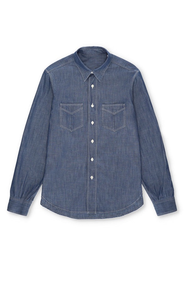 フォルテラ メンズ トップス シャツ Fortela Osumi Chambray Shirt Indigo Rinse インディゴ｜ReVida 店