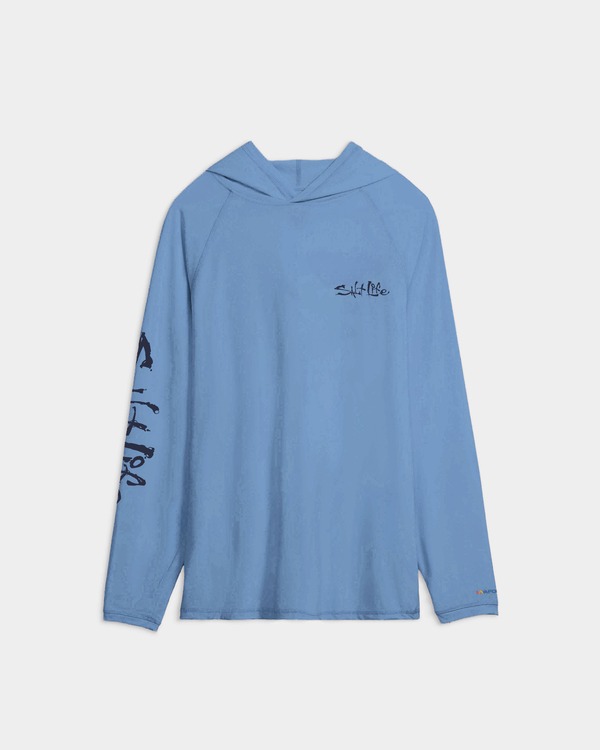 ソルトライフ メンズ アウター パーカー・スウェット Salt Life One Cast at a Time Performance Hoodie Azure Heather ヘザー|ReVida 店